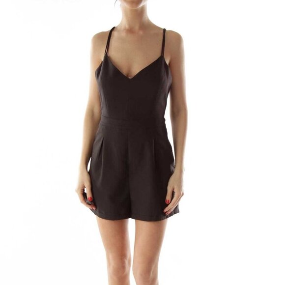 Silence + Noise Black Romper with Pockets